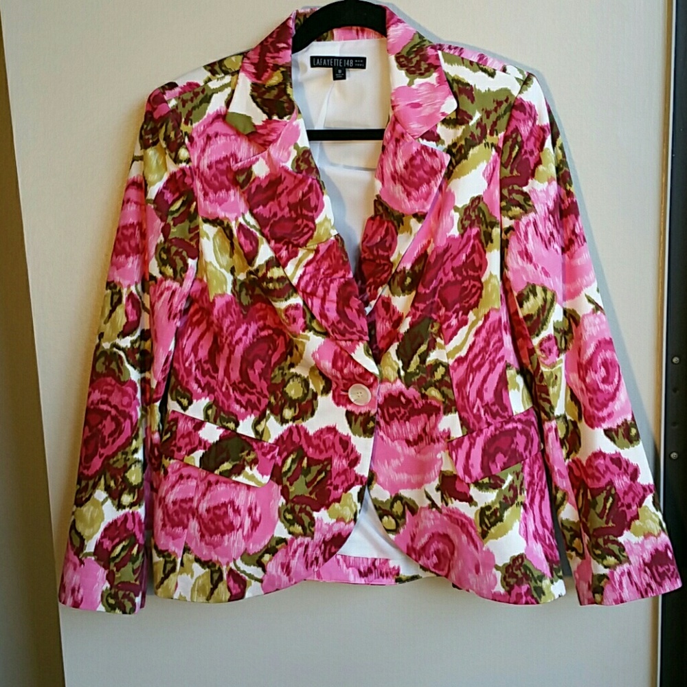 Lafayette 148 New York -Rose Print Jacket Size 10